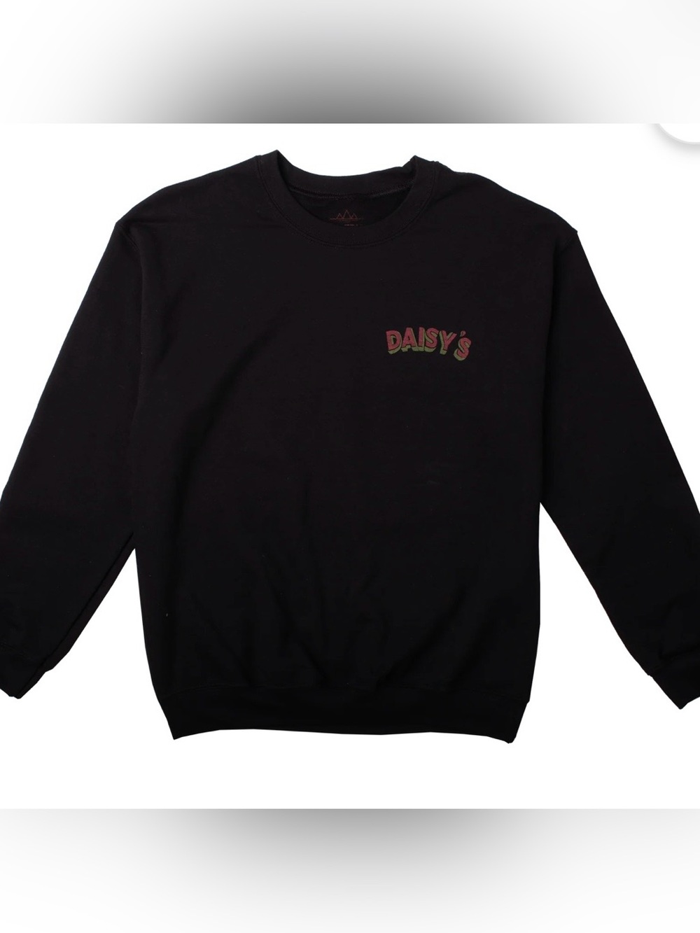 Altru Daisy Black Crewneck Sweater with Red & Green Logo